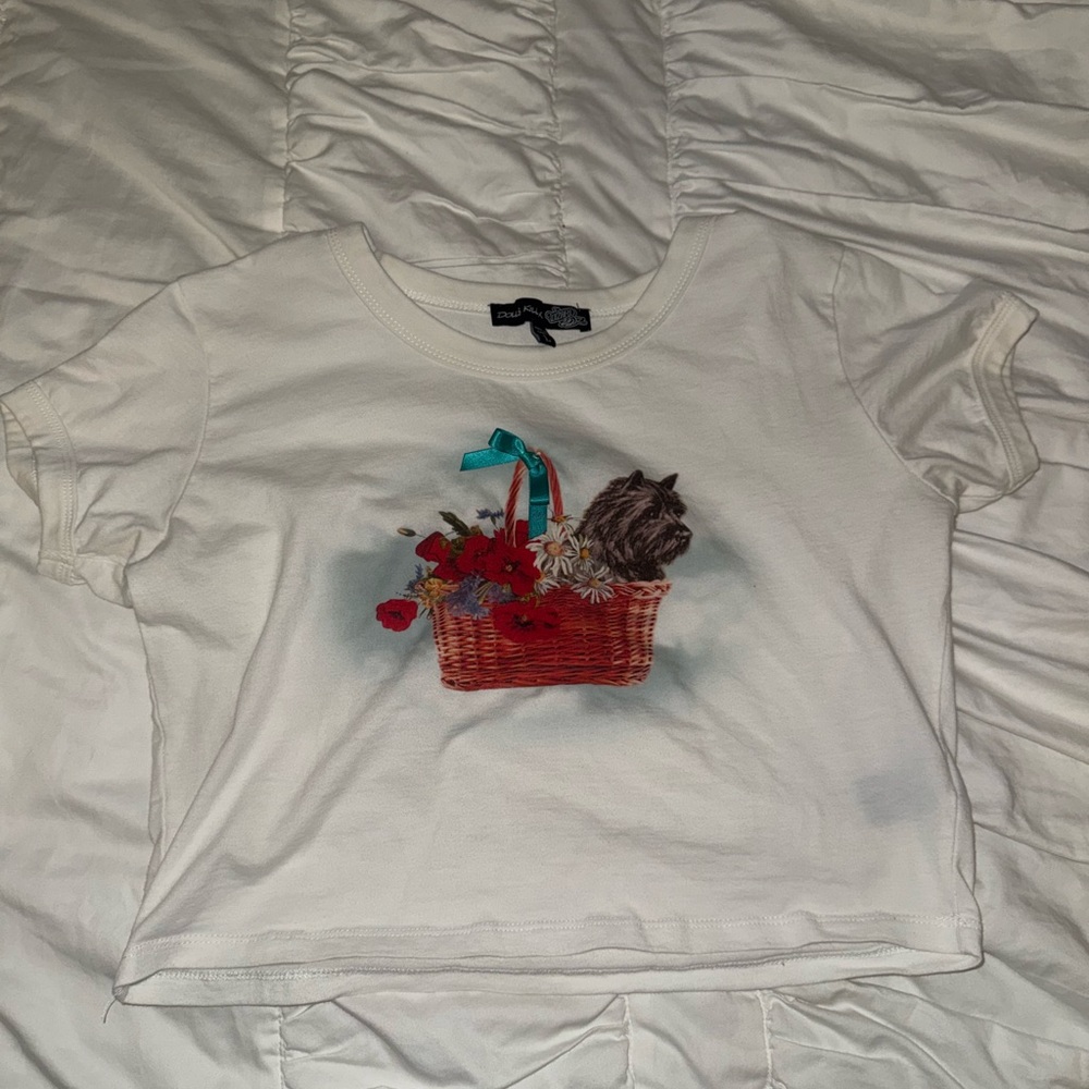 Dolls Kill White Tee with Basket Print